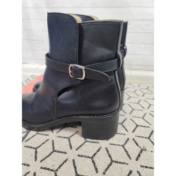 ANN TAYLOR LEATHER BLACK ANKLE BOOTIES, SZ 7 - Picture 6 of 15